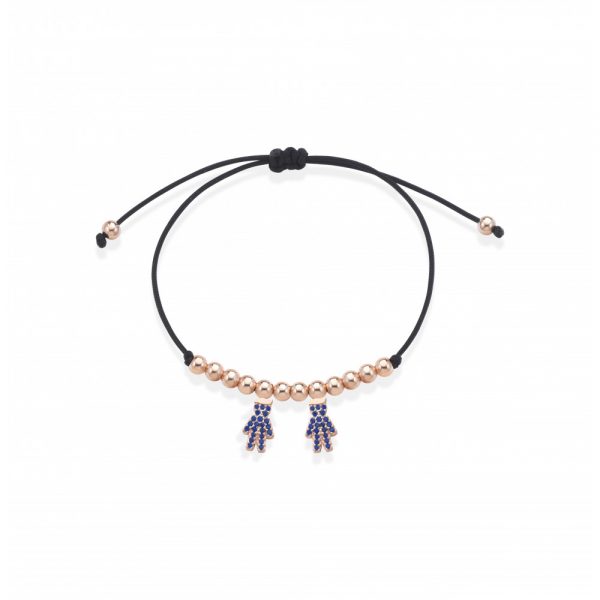 Bracciale Love Makes a Family Bimbo-Bimbo Argento Rosè Pietre Blu