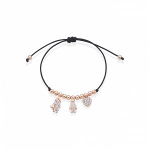 Bracciale Love Makes a Family Mamma-Bimbo-Cuore Argento Rosè Pietre Bianche
