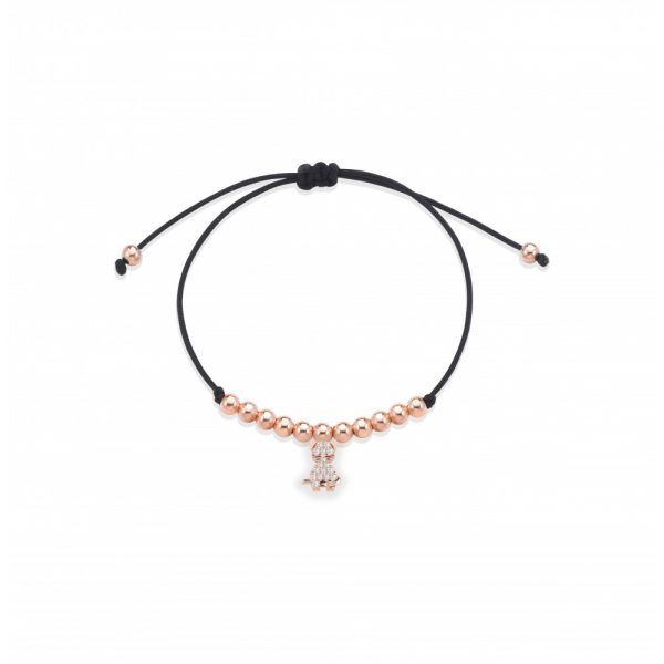 Bracciale Love Makes a Family Gatto Argento Rosè Pietre Bianche
