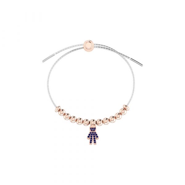 Bracciale Love Makes a Family Bimbo Argento Bicolore Pietre Blu