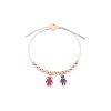 Bracciale Love Makes a Family Bimba-Bimbo Argento Bicolore Pietre Rosse-Blu