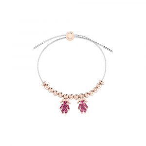 Bracciale Love Makes a Family Bimba-Bimba Argento Bicolore Pietre Rosse
