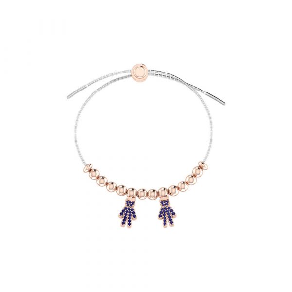 Bracciale Love Makes a Family Bimbo-Bimbo Argento Bicolore Pietre Blu