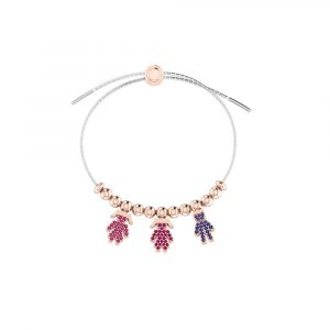 Bracciale Love Makes a Family Bimba-Bimba-Bimbo Argento Bicolore Pietre Rosse-Blu