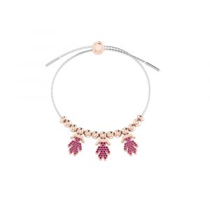 Bracciale Love Makes a Family Bimba-Bimba-Bimba Argento Bicolore Pietre Rosse