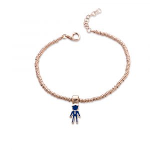 Bracciale Love Makes a Family modello Elements Papà Argento Rosè con Ciondolo Smaltato Blu