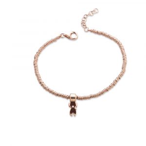 Bracciale Love Makes a Family modello Elements Cane Argento Rosè con Ciondolo Smaltato Marrone