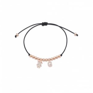 Bracciale Love Makes a Family Bimba-Lettera G Argento Rosè Pietre Bianche