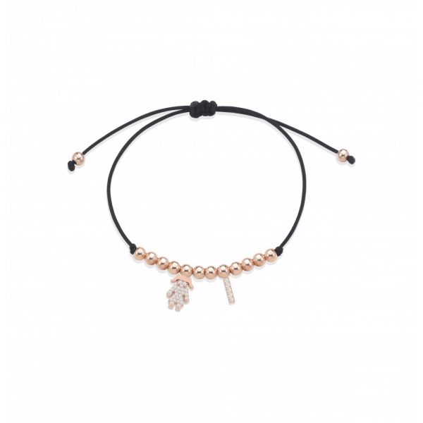 Bracciale Love Makes a Family Bimba-Lettera I Argento Rosè Pietre Bianche