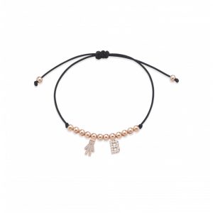 Bracciale Love Makes a Family Bimbo-Lettera B Argento Rosè Pietre Bianche