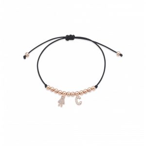 Bracciale Love Makes a Family Bimbo-Lettera C Argento Rosè Pietre Bianche