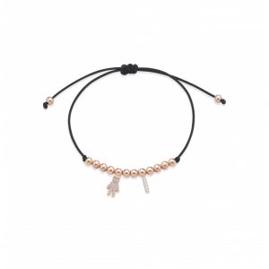 Bracciale Love Makes a Family Bimbo-Lettera I Argento Rosè Pietre Bianche