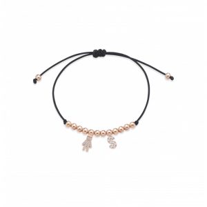 Bracciale Love Makes a Family Bimbo-Lettera S Argento Rosè Pietre Bianche