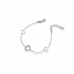 Bracciale Hiriwa 925 Cuore Argento Pietre Bianche