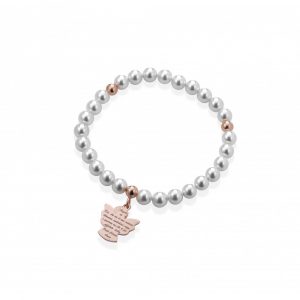 Bracciale FuJiko Elastico Angelo Preghiera Perle Argento Rosè