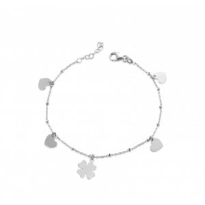Bracciale Hiriwa 925 Cuore Quadrifoglio Argento