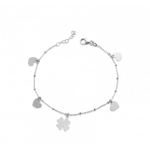Bracciale Hiriwa 925 Cuore Quadrifoglio Argento