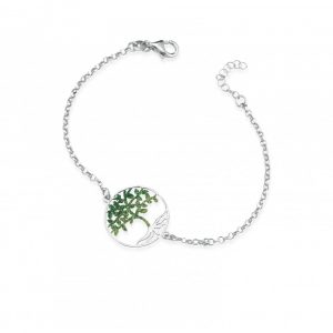 Bracciale Hiriwa 925 Albero Della Vita Glitter Verde Argento