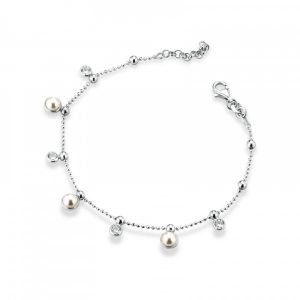 Bracciale FuJiko Perle Argento Pietre Bianche
