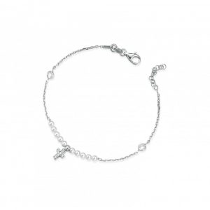 Bracciale FuJiko Perle Crystal Pearls Croce Argento