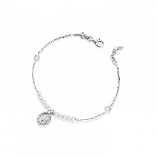 Bracciale FuJiko Perle Crystal Pearls Madonna Argento