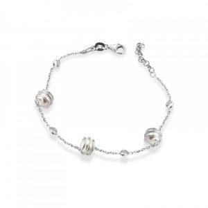 Bracciale FuJiko Perle Argento Pietre Bianche