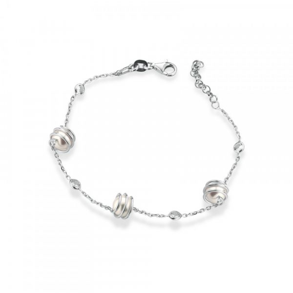 Bracciale FuJiko Perle Argento Pietre Bianche