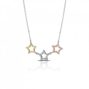 Collana Hiriwa 925 Stella Argento Rosè-Silver-Gold Pietre Bianche
