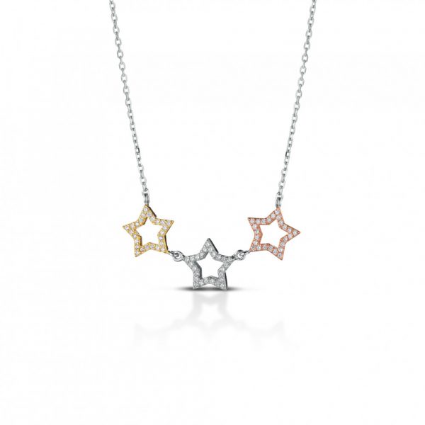 Collana Hiriwa 925 Stella Argento Rosè-Silver-Gold Pietre Bianche