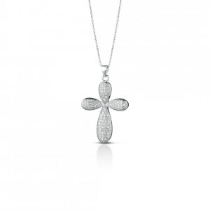 Collana Hiriwa 925 Croce Argento Pietre Bianche