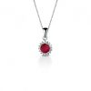 Collana Hiriwa 925 Pietra Tonda Rossa contorno Bianco Argento