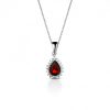 Collana Hiriwa 925 Pietra a Goccia Rossa contorno Bianco Argento