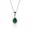 Collana Hiriwa 925 Pietra a Goccia Verde contorno Bianco Argento