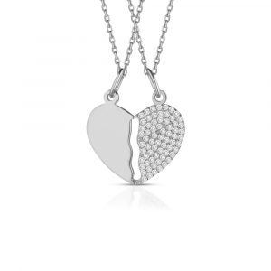 Collana Hiriwa 925 Cuore Spezzato Lui e Lei Argento