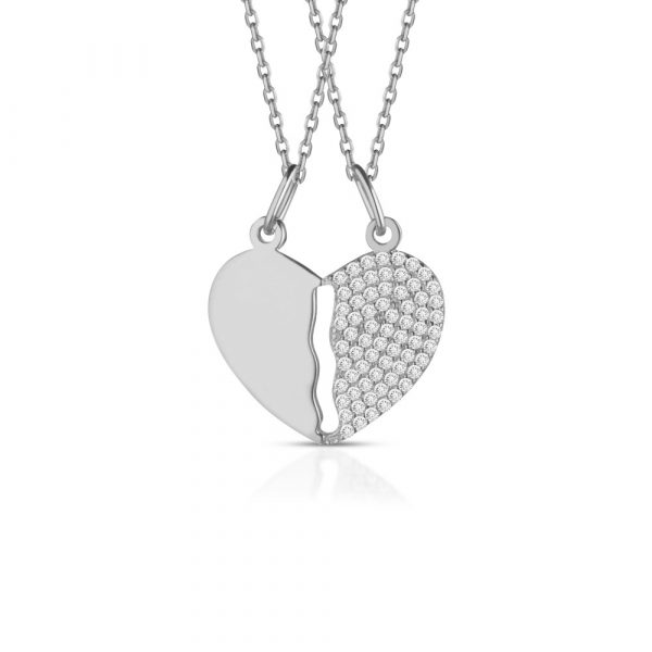 Collana Hiriwa 925 Cuore Spezzato Lui e Lei Argento