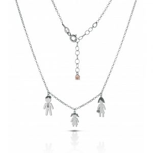 Collana Love Makes a Family Papà-Bimba-Mamma Argento
