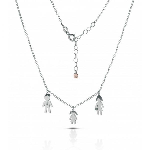 Collana Love Makes a Family Papà-Bimba-Mamma Argento
