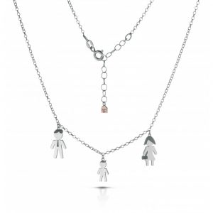 Collana Love Makes a Family Papà-Bimbo-Mamma Argento