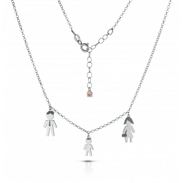 Collana Love Makes a Family Papà-Bimbo-Mamma Argento