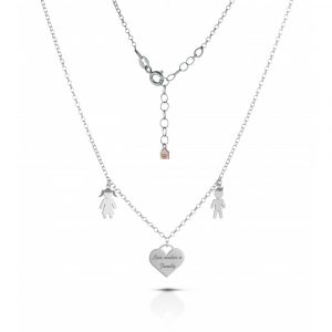 Collana Love Makes a Family Bimba-Cuore-Bimbo Argento