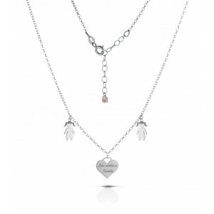 Collana Love Makes a Family Bimba-Cuore-Bimba Argento