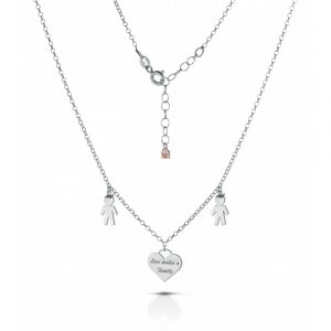 Collana Love Makes a Family Bimbo-Cuore-Bimbo Argento