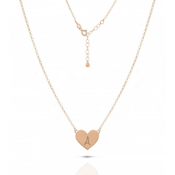 Collana Love Makes a Family Cuore Lettera A Argento Rosè
