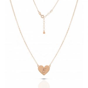 Collana Hiriwa 925 Cuore Lettera E Argento Rosè