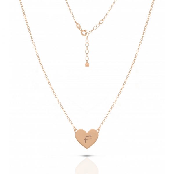 Collana Love Makes a Family Cuore Lettera F Argento Rosè