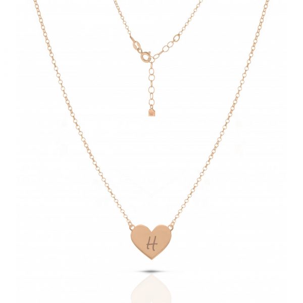 Collana Love Makes a Family Cuore Lettera H Argento Rosè