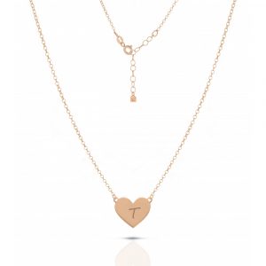 Collana Hiriwa 925 Cuore Lettera T Argento Rosè