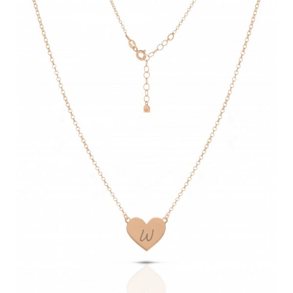 Collana Hiriwa 925 Cuore Lettera W Argento Rosè