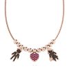 Collana Love Makes a Family Lui-Cuore-Lei Argento Rosè Pietre Nere-Rosse