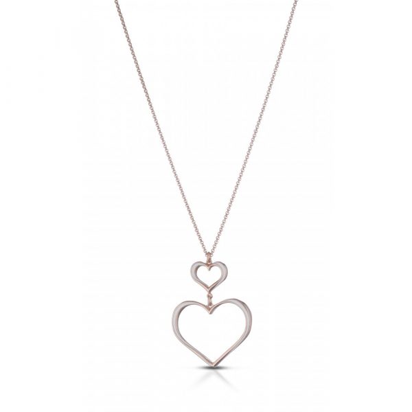 Collana Hiriwa 925 Cuore Argento Rosè Smaltato Bianco